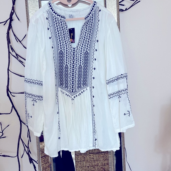 NWT Raj size small gorgeous navy and white boho tunic - Picture 6 of 15